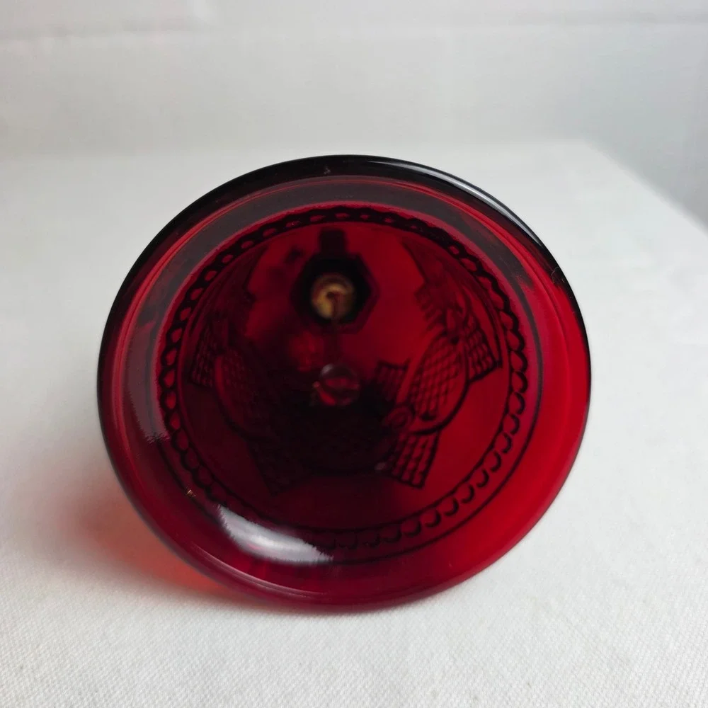 Vintage Avon 1876 Cape Cod Ruby Red Glass Bell Christmas Festive